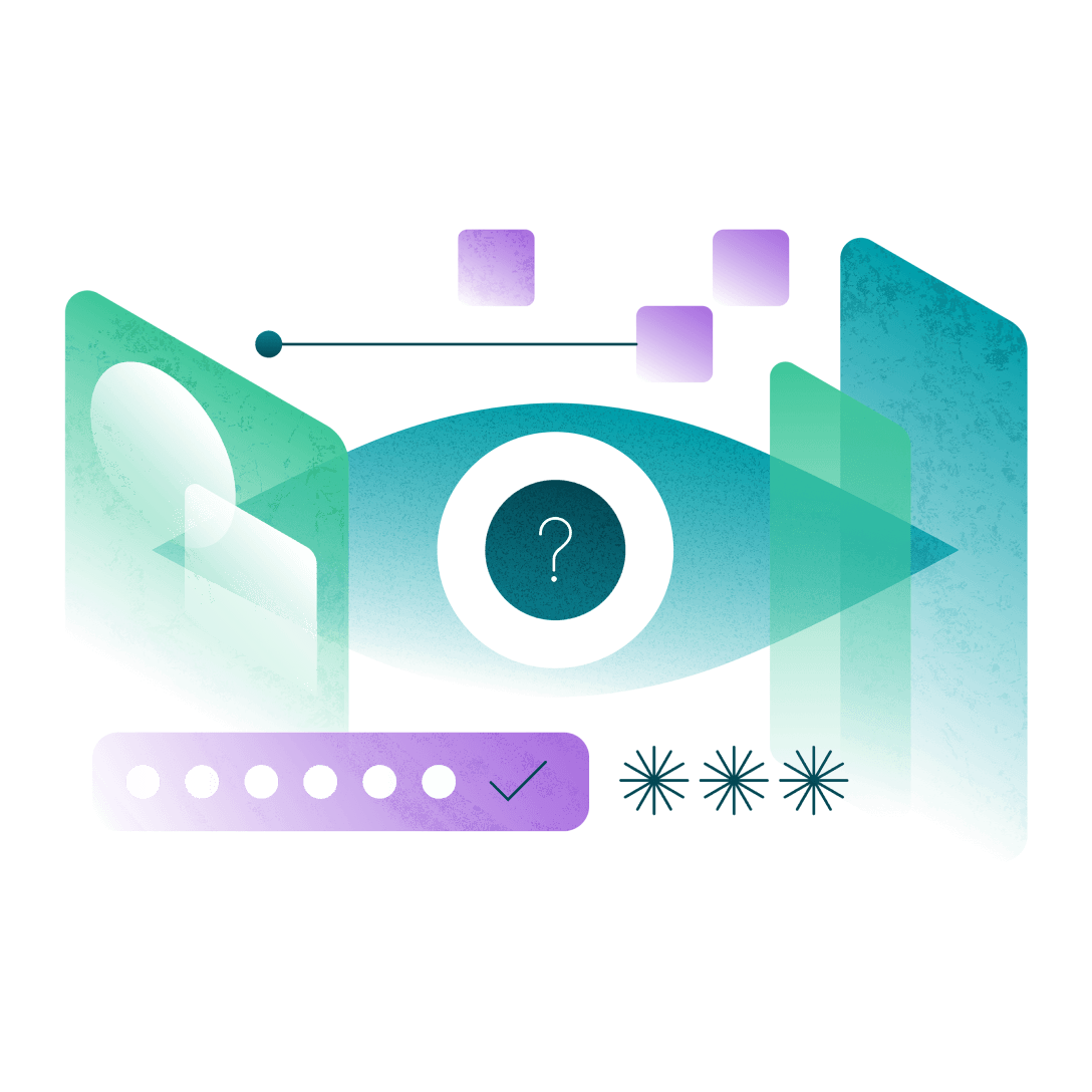 Graphical depiction of privacy and security with geometrical elements surrounding