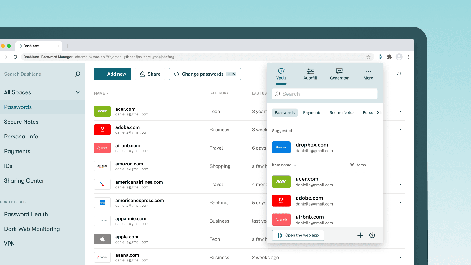 Dashlane Oberfläche
