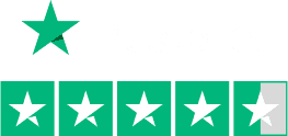 Trustpilot logo with Trustpilot rating of 4.5 stars out of 5