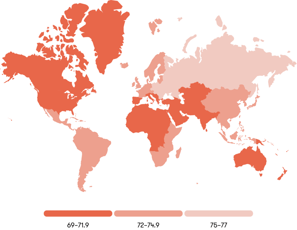 Map of password health scores by region