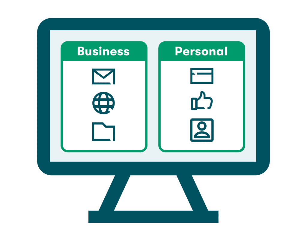 Graphic representing separate Business and Personal spaces.