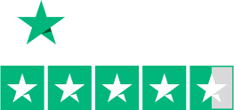 Trustpilot logo with Trustpilot rating of 4.5 stars out of 5