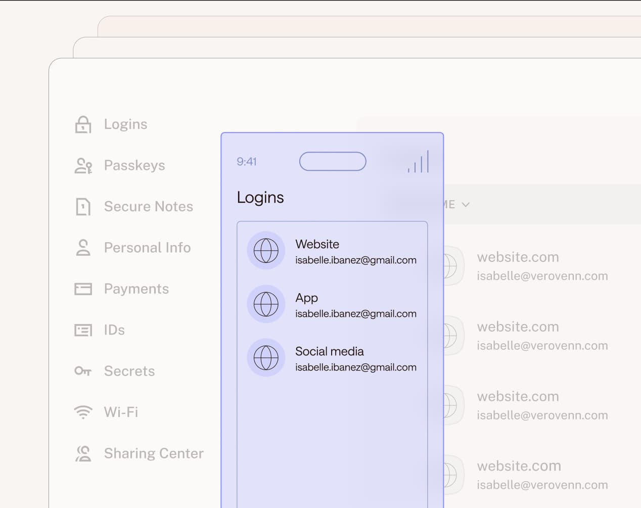 Illustration of personal password management vault on the web.
