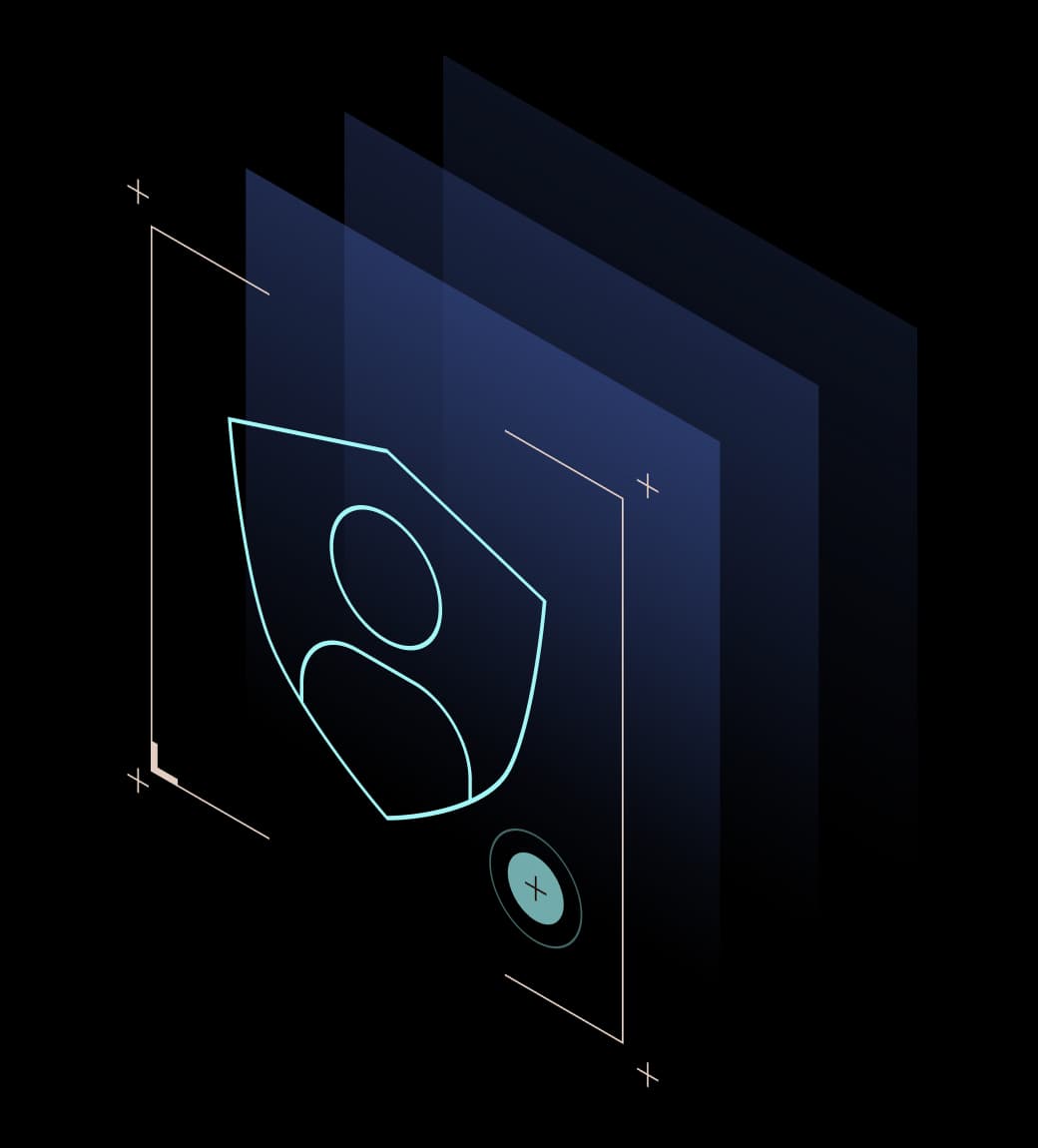 Illustration of shielded employee, representing secure business password management provided with Omnix.