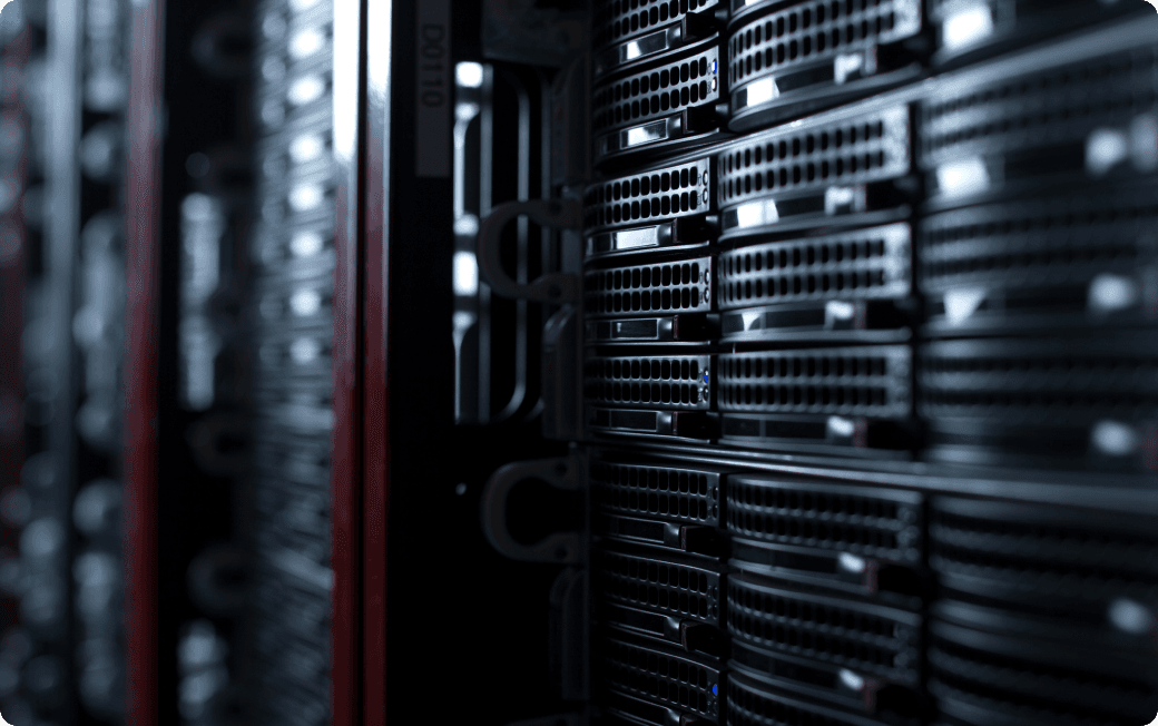 Rackmount Servers in a Data Center.