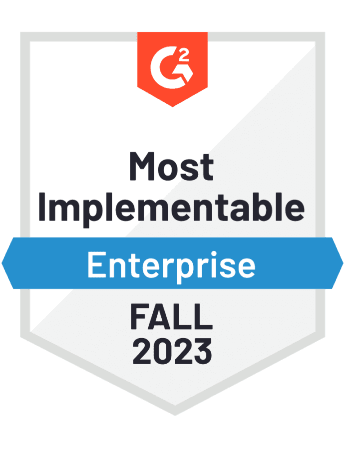 G2 Most Implementable Badge Enterprise for Fall 2023