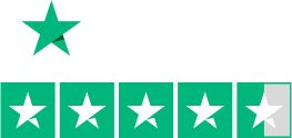 Trustpilot logo with Trustpilot rating of 4.5 stars out of 5