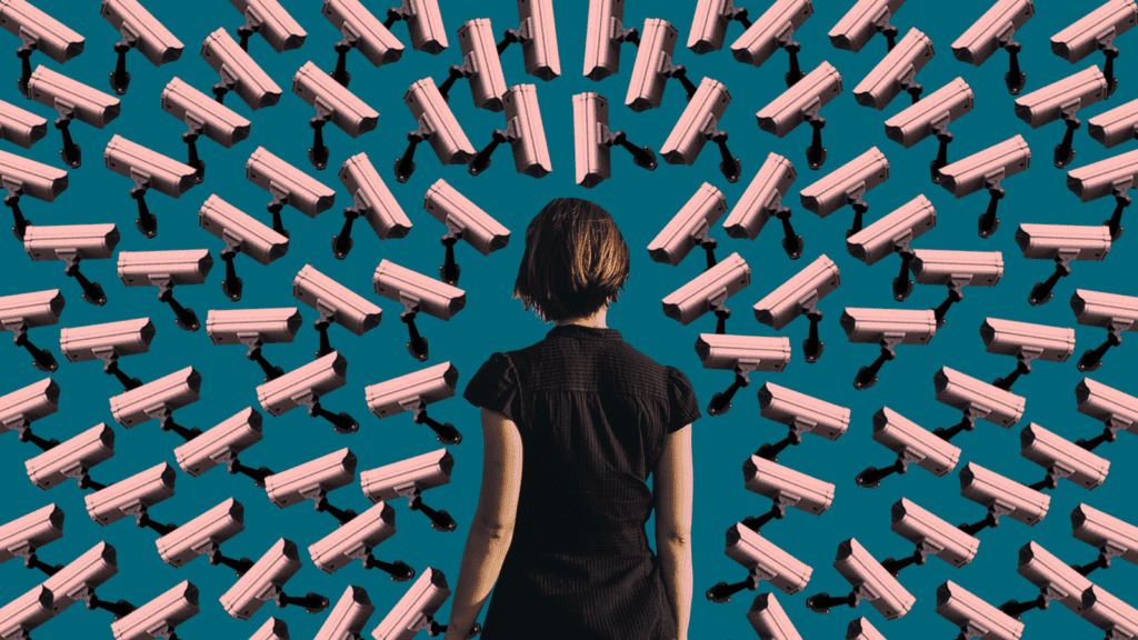 cameras pointed at woman