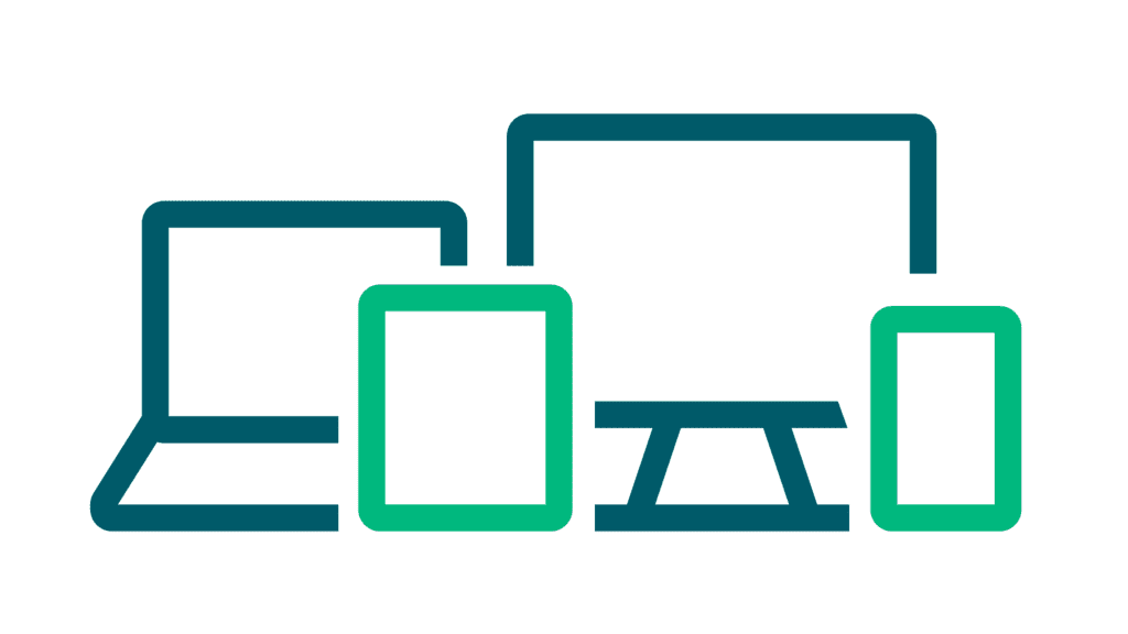 Graphique d'un ordinateur portable, d'une tablette, d'un écran d'ordinateur de bureau, et d'un smartphone placés les uns à côté des autres.