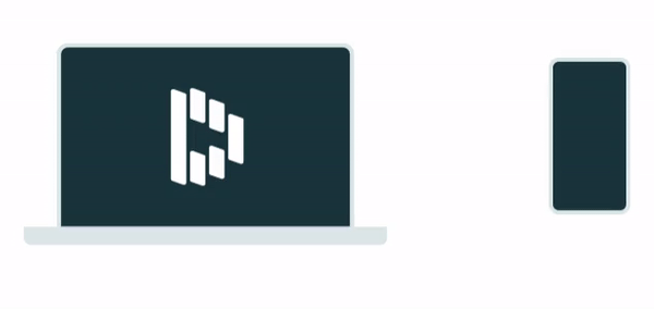 Les informations circulent d'un écran d'ordinateur portable avec le logo Dashlane vers un appareil mobile avec le logo Dashlane.