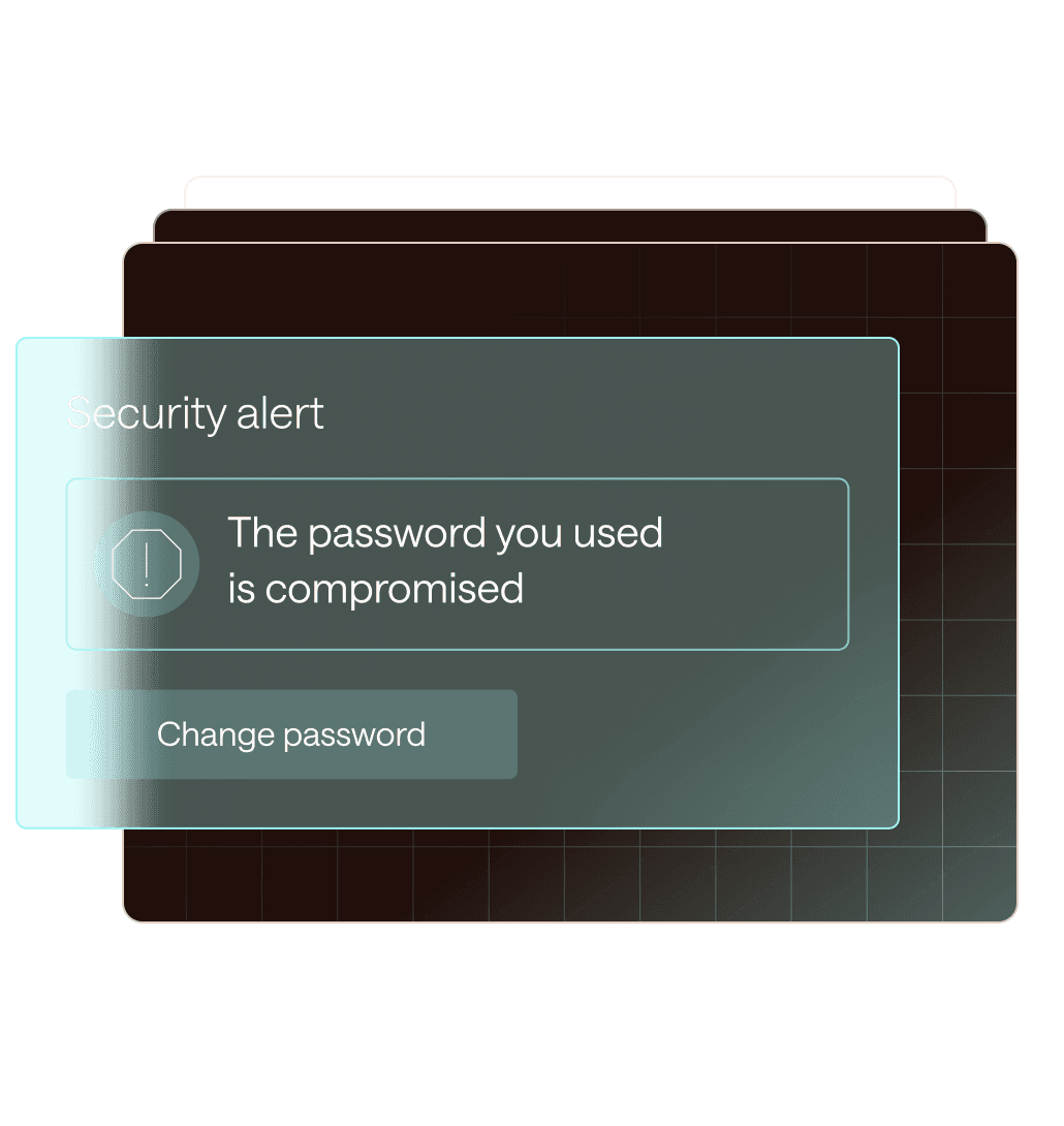 This image shows one of Dashlane’s in-browser nudges in action, prompting an employee to secure a compromised password.