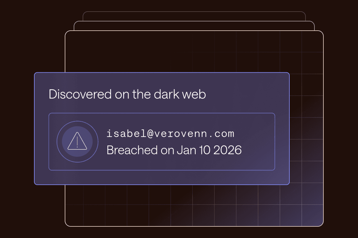 This image shows one of Dashlane’s Dark Web monitoring in action.