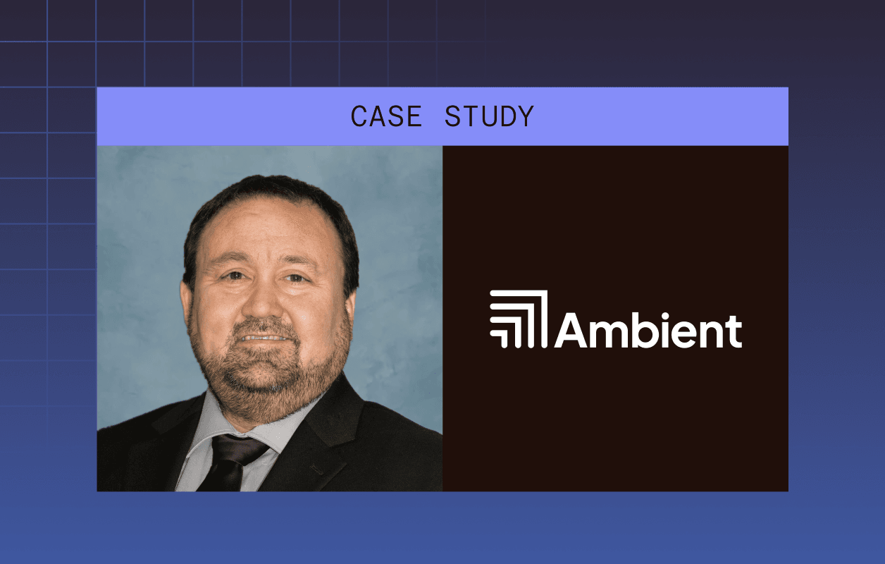 A green and blue background with three blue slanted rectangles in the middle. A white Dashlane logo is overlaid on top.