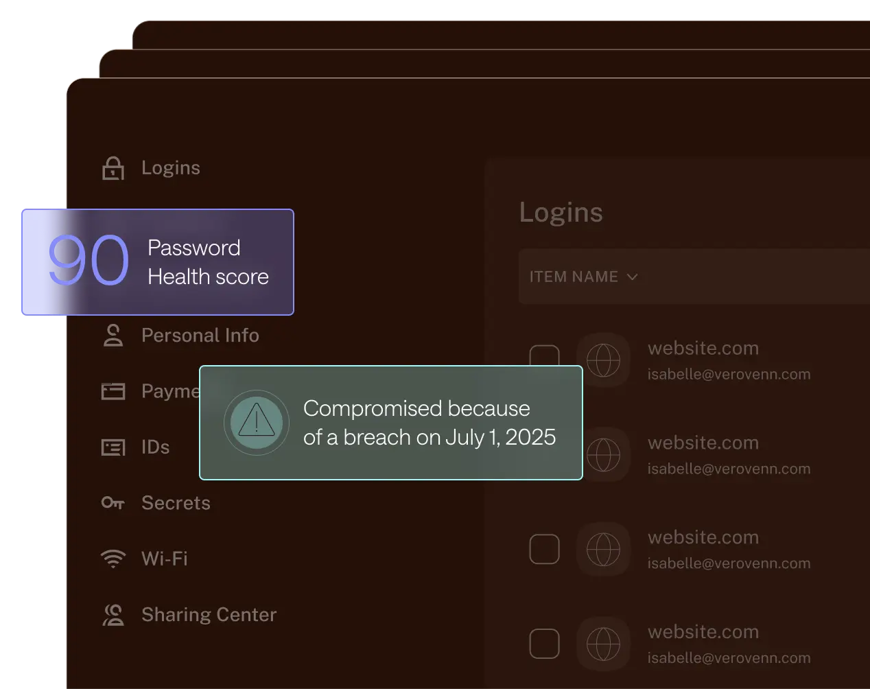This image shows Dashlane’s Password Health capabilities.